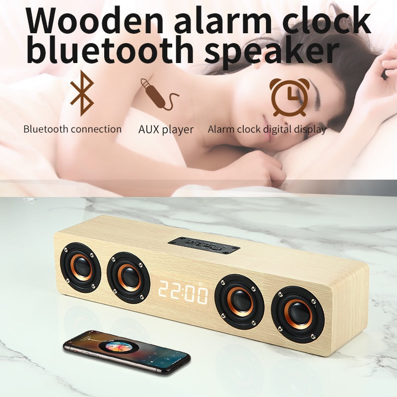 Home theater portable column Bluetooth Speaker Wireless wood speaker Alarm Clock Radio subwoofer Soundbar for TV speaker AUX USB - V.I.P Digital Presence