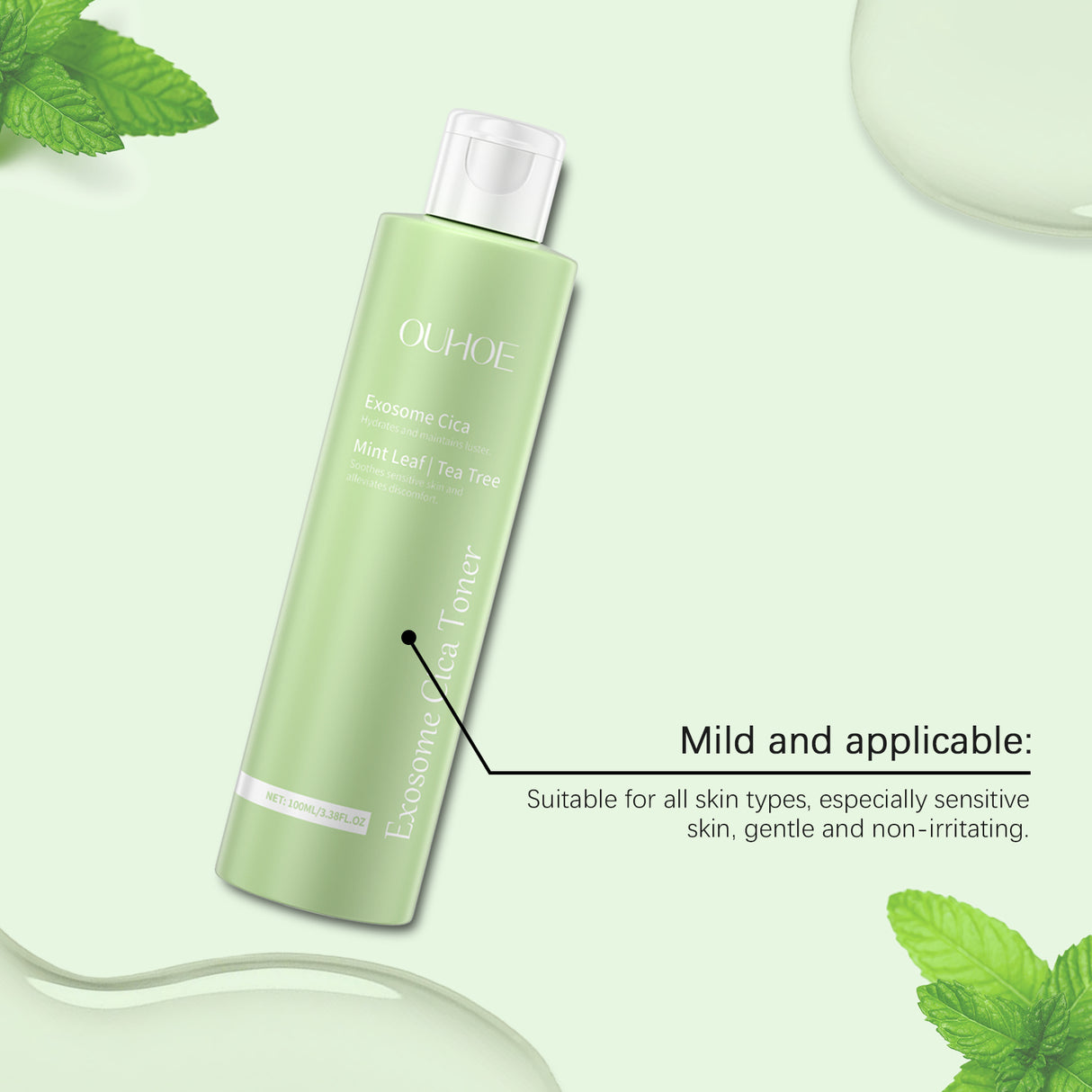 Loción limpiadora facial hidratante, calmante, reparadora y humectante diaria Centella Toner