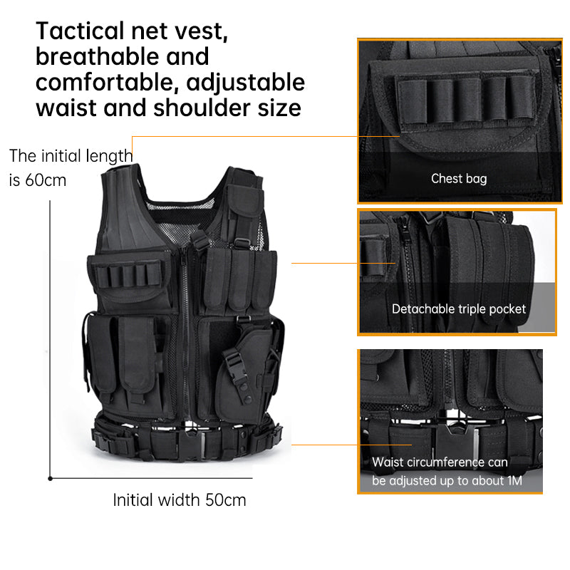 Wholesale Outdoor 6000D Nylon Multi-Pocket Gear Hunting Camouflage Breathable Training Equipment Tactical Grid Vest - V.I.P Digital Presence