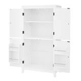 Bathroom floor storage cabinet, bathroom storage unit, 4-door independent cabinet, adjustable shelf, adaptive shelf, white - V.I.P Digital Presence