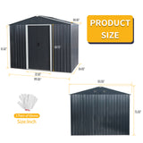 8ft x 6ft Outdoor Metal Storage Shed with Floor Base Black - V.I.P Digital Presence