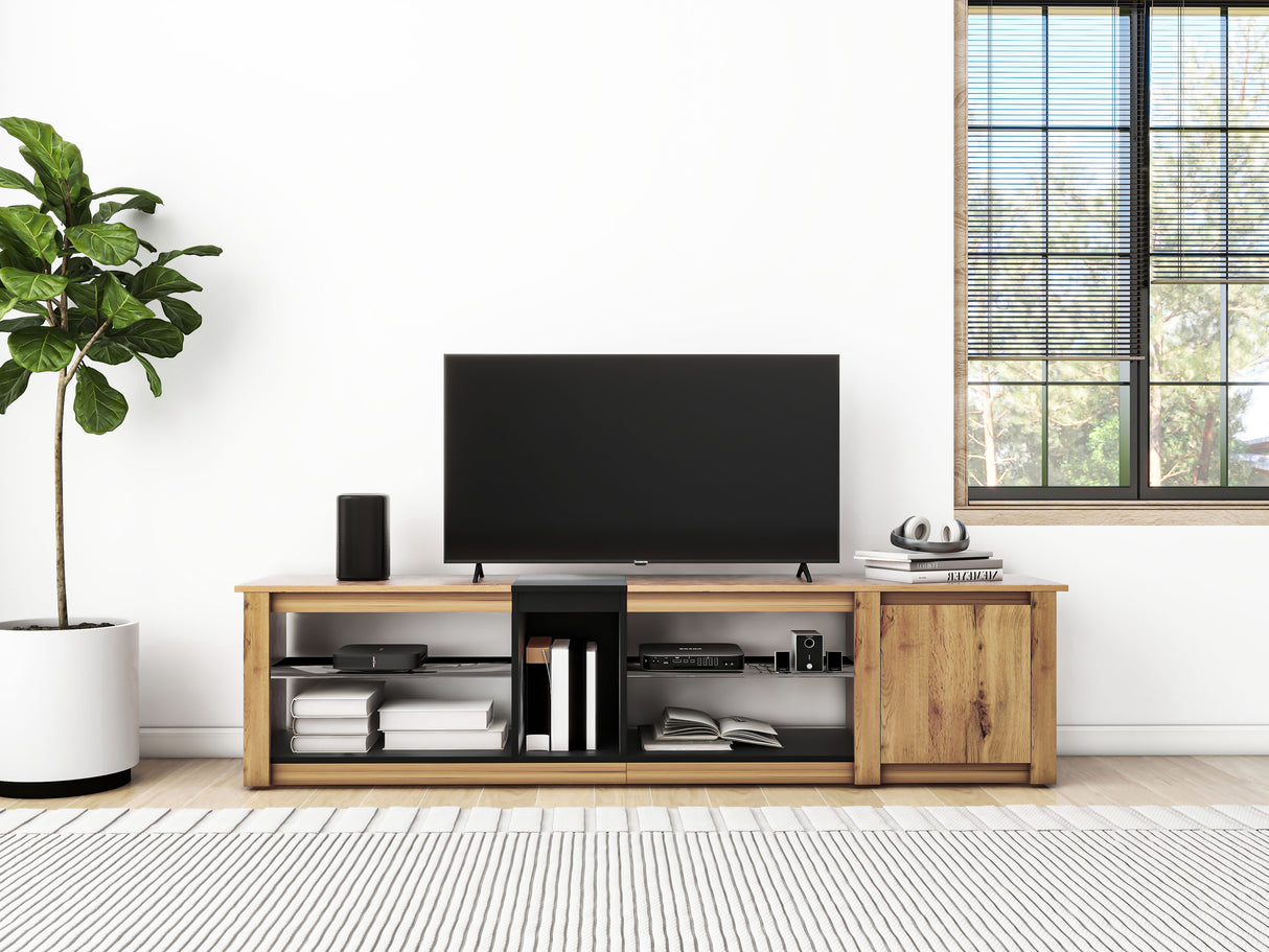 ModernTV stand suitable for TVs under 80 inches, media console with multifunctional storage, and LED lights - V.I.P Digital Presence
