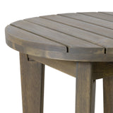 Outdoor 16" Acacia Wood Side Table, Gray Finish - V.I.P Digital Presence