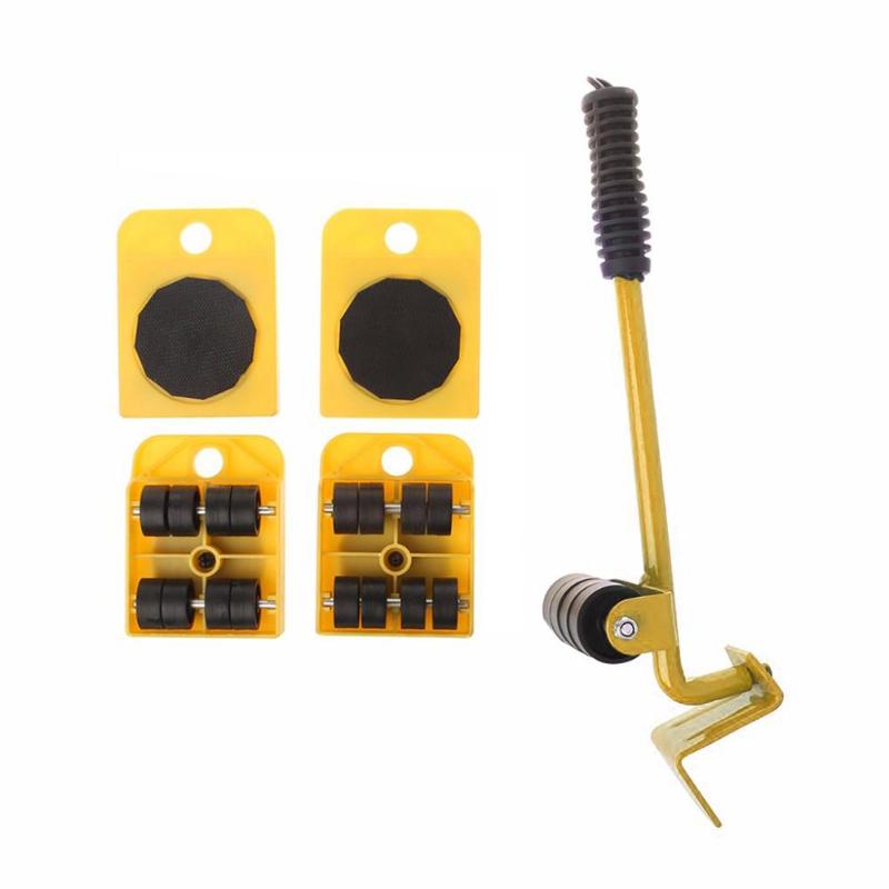 Furniture Mover Tool Set Furniture Transport Lifter Heavy Stuffs Moving Tool 4 Wheeled Mover Roller+1 Wheel Bar Hand Tools Set - V.I.P Digital Presence