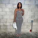 Belted Short Top with Slim Pencil Skirt Two-Piece Set in Jacquard Stripe - V.I.P Digital Presence