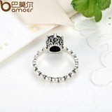 BAMOER Finger Ring with Black Cubic Zirconia Wedding Jewelry PA7205 - V.I.P Digital Presence