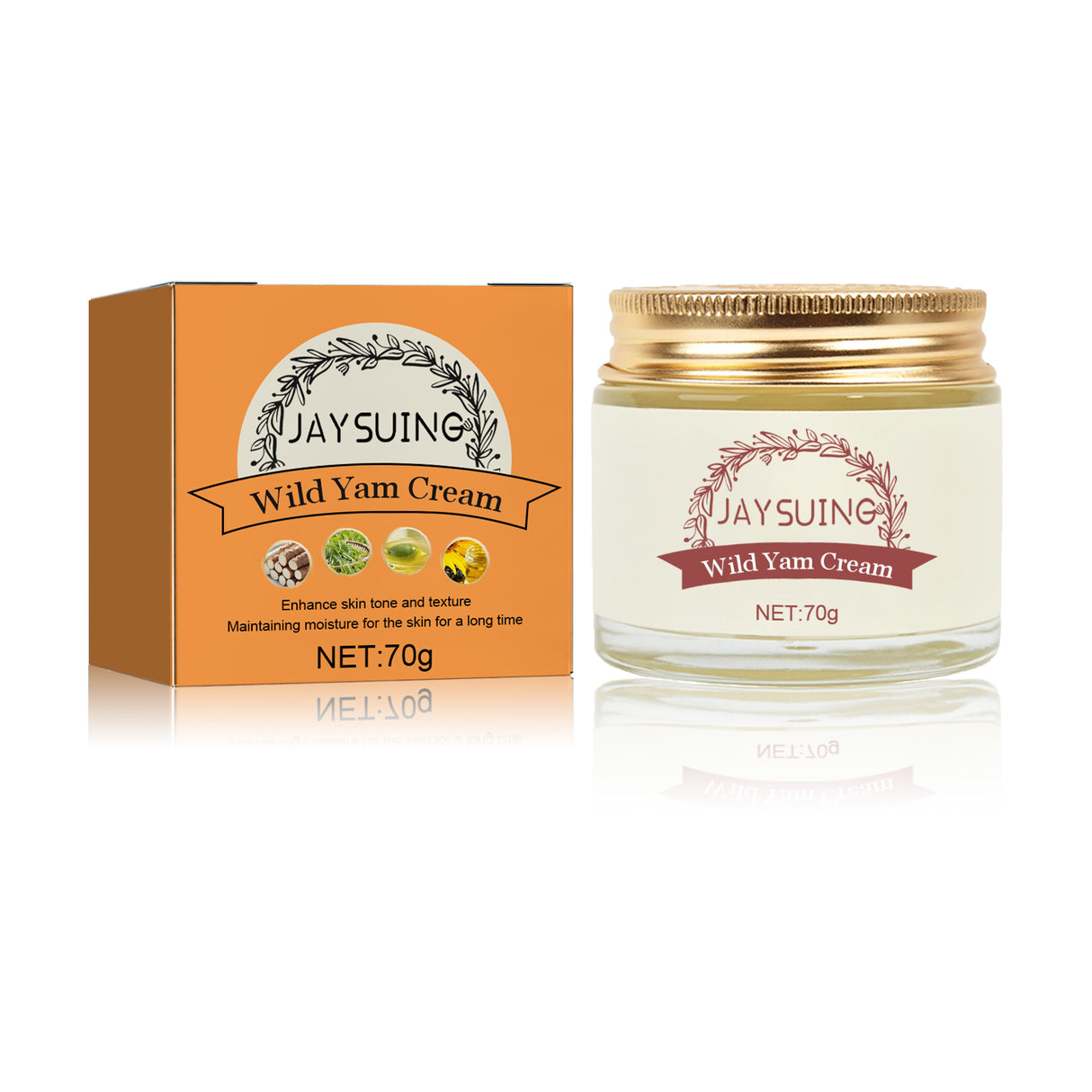Crema de ñame silvestre, crema hidratante, ligera, antiarrugas y con brillo.