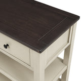 Retro Design Console Table with Two Open Shelves, Pine Solid Wood Frame and Legs for Living Room (Espresso+Beige) - V.I.P Digital Presence