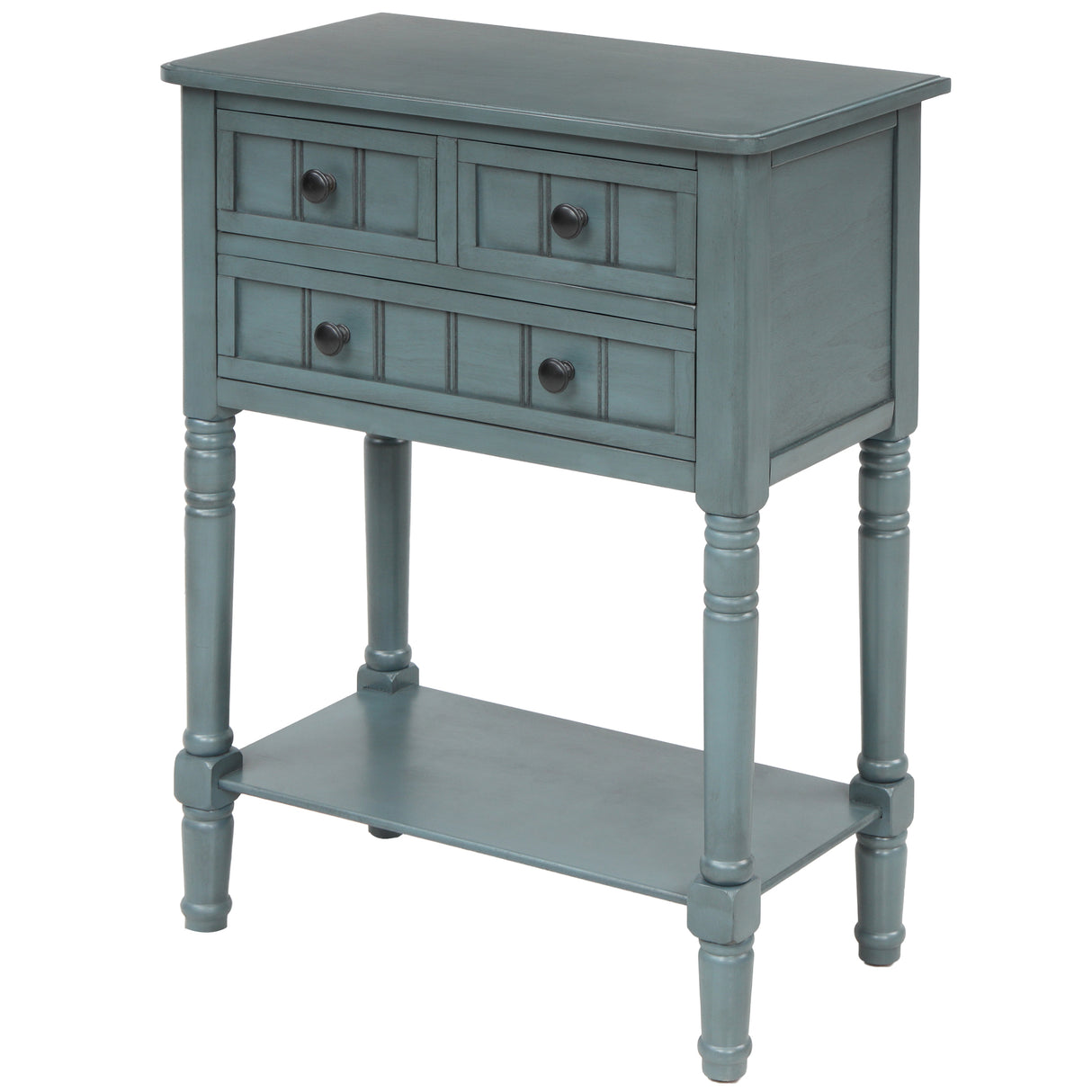 TREXM Narrow Console Table, Slim Sofa Table with Three Storage Drawers and Bottom Shelf for Living Room, Easy Assembly (Navy) - V.I.P Digital Presence