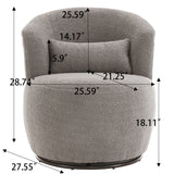 Grey Plush Swivel Accent Chair - Contemporary Round Armchair with 360° Rotation and Metal Base for Living Room Elegance - V.I.P Digital Presence