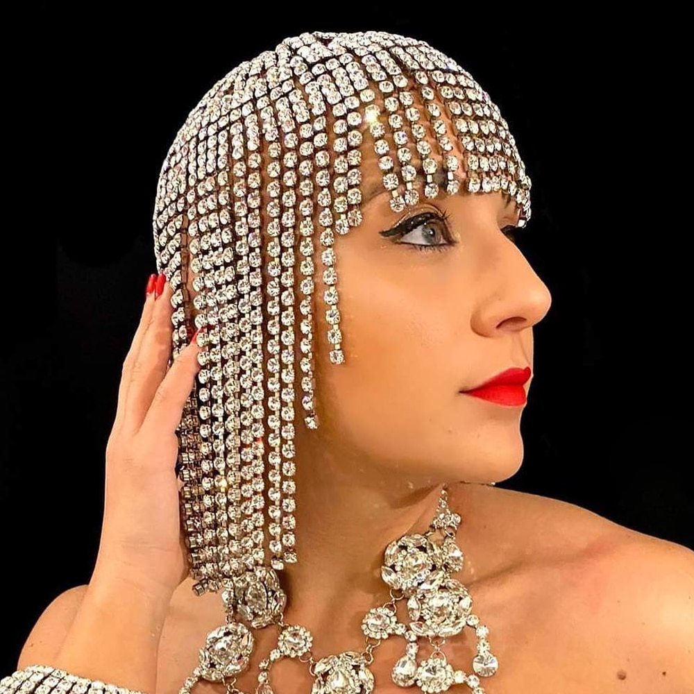 Big diamond tassel headwear water diamond full diamond temperament ethnic style hat - V.I.P Digital Presence