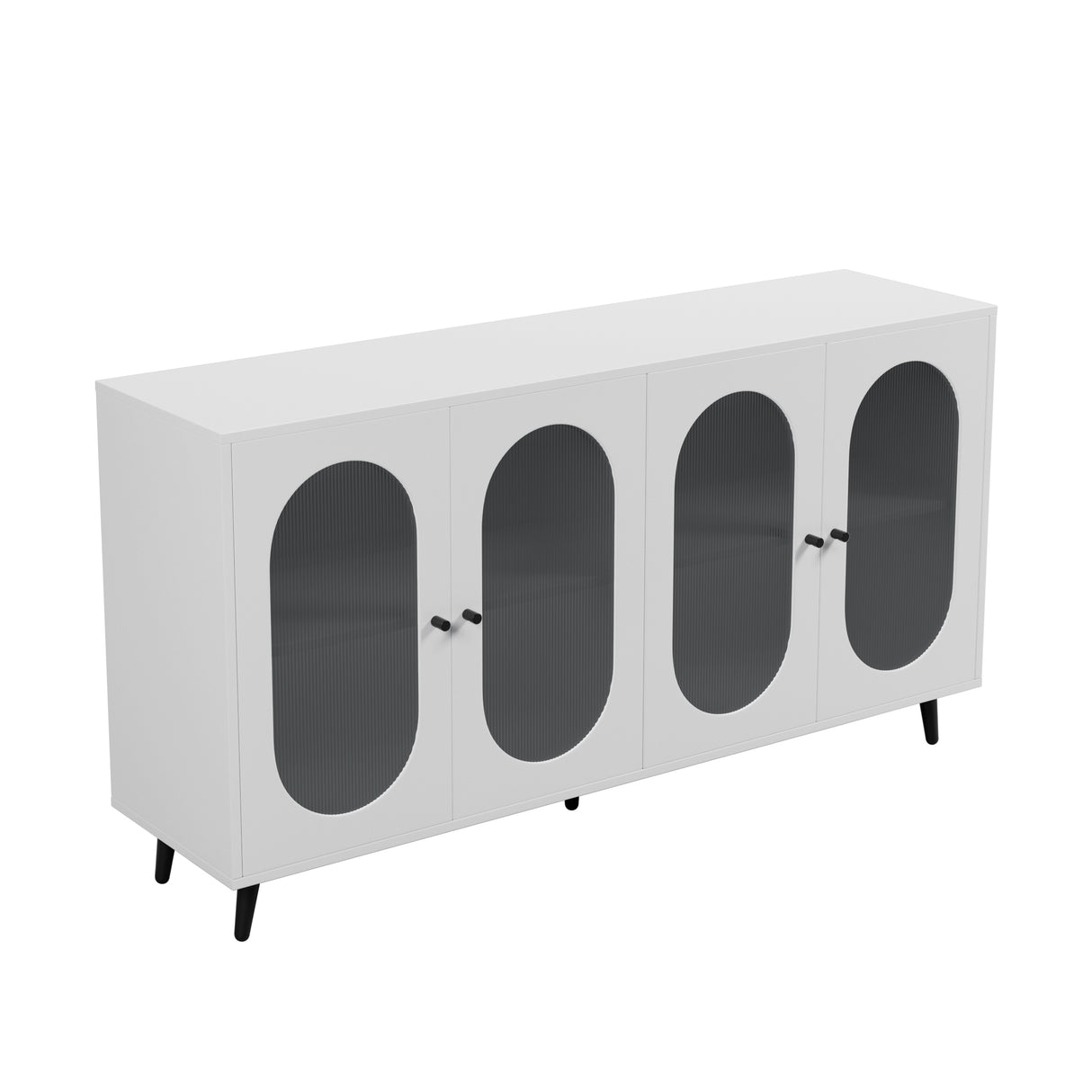 Modern Accent Sideboard Cabinet with Acrylic Doors, Freestanding Storage Cupboard Console Table for Kitchen Dining White - V.I.P Digital Presence