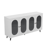 Modern Accent Sideboard Cabinet with Acrylic Doors, Freestanding Storage Cupboard Console Table for Kitchen Dining White - V.I.P Digital Presence