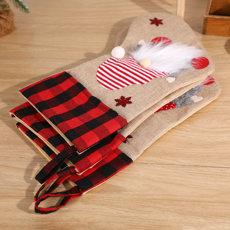 Christmas Socks Pendant Faceless Elderly Checkered Christmas Socks Gift Bag Christmas Decorations - V.I.P Digital Presence