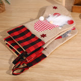 Christmas Socks Pendant Faceless Elderly Checkered Christmas Socks Gift Bag Christmas Decorations - V.I.P Digital Presence