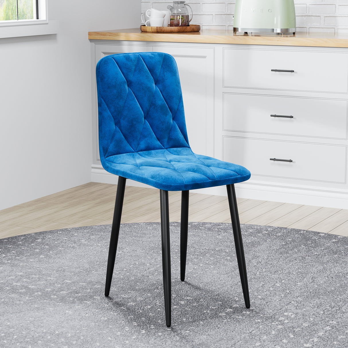 Dining Chairs Set of 4, Modern Kitchen Dining Room Chairs, Velvet Dining Chair Upholstered Cushion Seat and Sturdy Metal Legs - V.I.P Digital Presence
