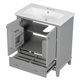 30inchgrey Bathroom Vanity with Sink ComboMulti-functional Bathroom Cabinet with Doors and Drawer Solid Frame and MDF Board - V.I.P Digital Presence