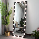 63x24 inch illuminated full body makeup mirror with 3 color modes. Makeup room bedroom wall mounted touchscreen floor mirror i