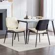 2-piece retro linen chair set with curved wooden backrest, cushioned seat, adjustable metal legs, (Beige PU) - V.I.P Digital Presence