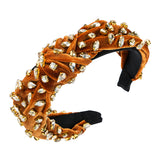 Exaggerated Fashion Hair Bands Female Corduroy Temperament Sweet Hair Ornaments Wide Side Knotted With Diamonds Headband - V.I.P Digital Presence