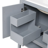 30" Bathroom Vanity with Sink, Multi-functional Bathroom Cabinet with Doors and Drawers, Solid Frame and MDF Board, Grey - V.I.P Digital Presence