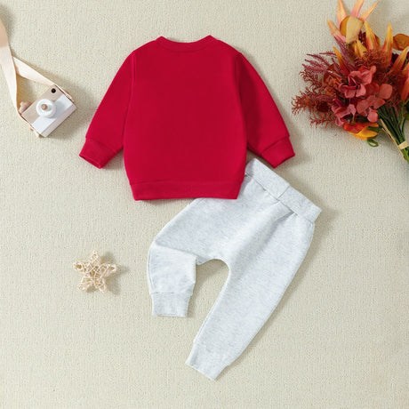 Infant and toddler clothing, children's letter printed long sleeved pullover, hoodie and pants two-piece set - V.I.P Digital Presence