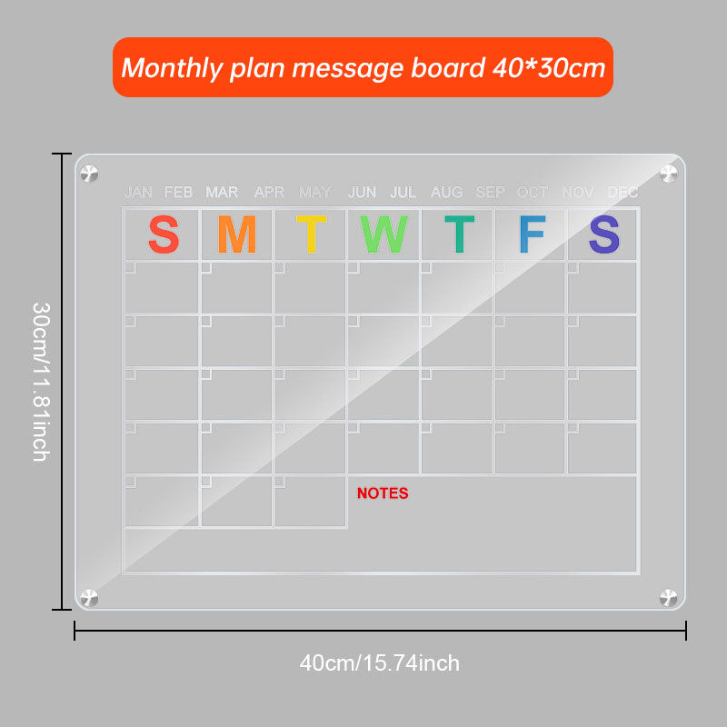 Acrylic message board magnetic refrigerator sticker household erasable calendar transparent note display board - V.I.P Digital Presence