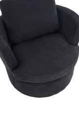 Rotating bucket chair living room comfortable circular sofa chair 360 degree rotating bucket chair armchair (black) - V.I.P Digital Presence