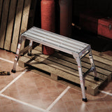 Aluminum Work Platform Large Size Step Stool Folding Portable Work Bench 40" Width Telescopic Feet 22" -27.5" Height Adjustable - V.I.P Digital Presence