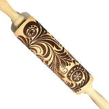Wooden Rolling Pin Beech Wood Laser Engraved Printing Rolling Pin Christmas Flip Sugar Cookie Pressing Stick - V.I.P Digital Presence