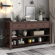 Retro Design Console Table with Two Open Shelves, Pine Solid Wood Frame and Legs for Living Room (Espresso) - V.I.P Digital Presence