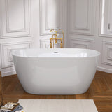 51 Inch Acrylic Freestanding Bathtub Contemporary Soaking White Tub with Overflow and Pop-up Drain Glossy White - V.I.P Digital Presence