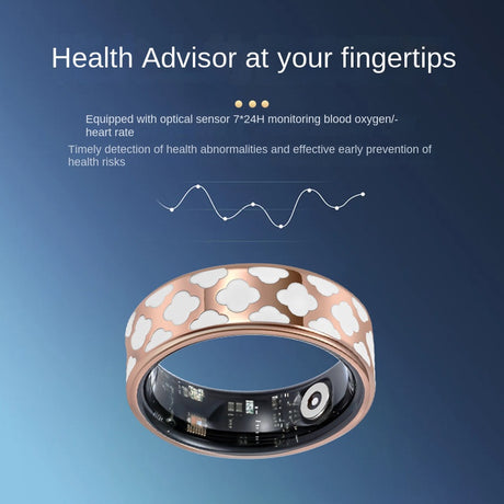Health Smart Titanium Steel Ring Waterproof Blood Pressure Oxygen Sleep Movement Tracking Multi-Function Ring High-Tech Pair Ring - V.I.P Digital Presence