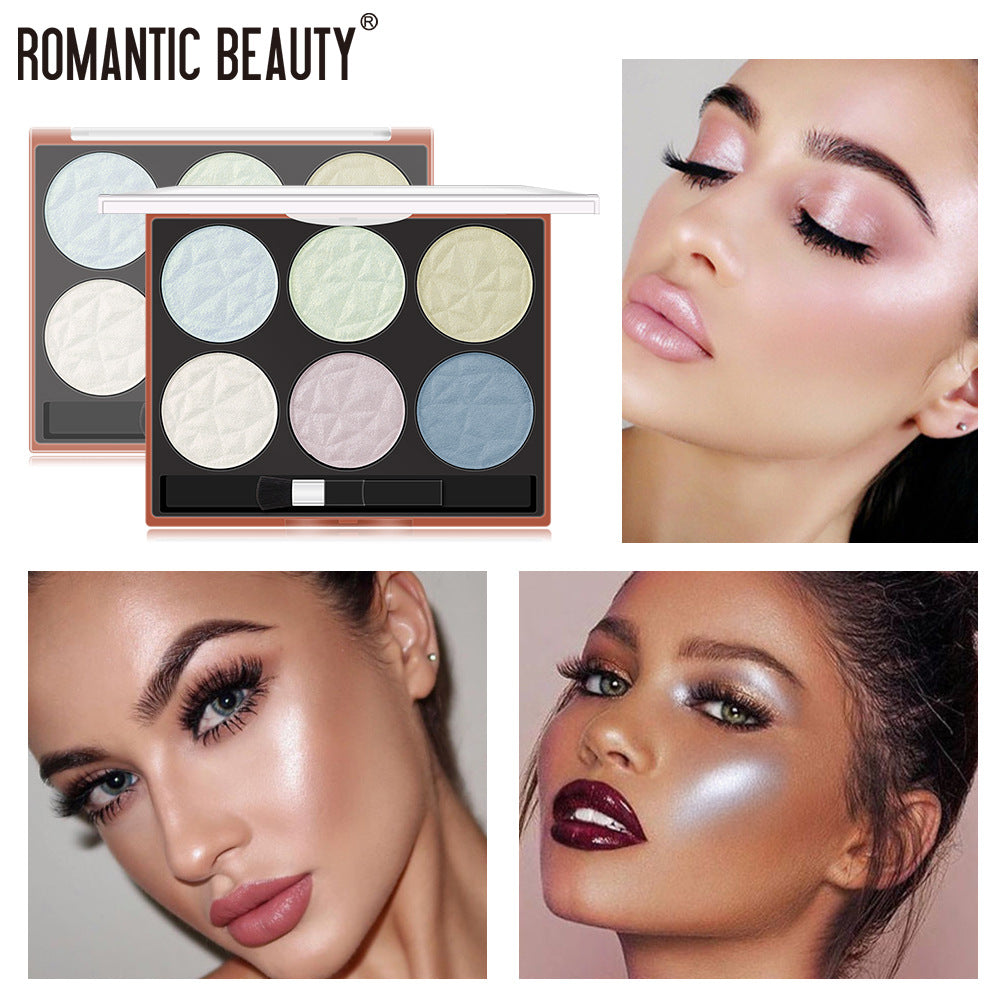 Romantic Beauty 6-Color Highlighter Repair Pearl Not Easy To Take Off Makeup Makeup Finishing Highlighter - V.I.P Digital Presence