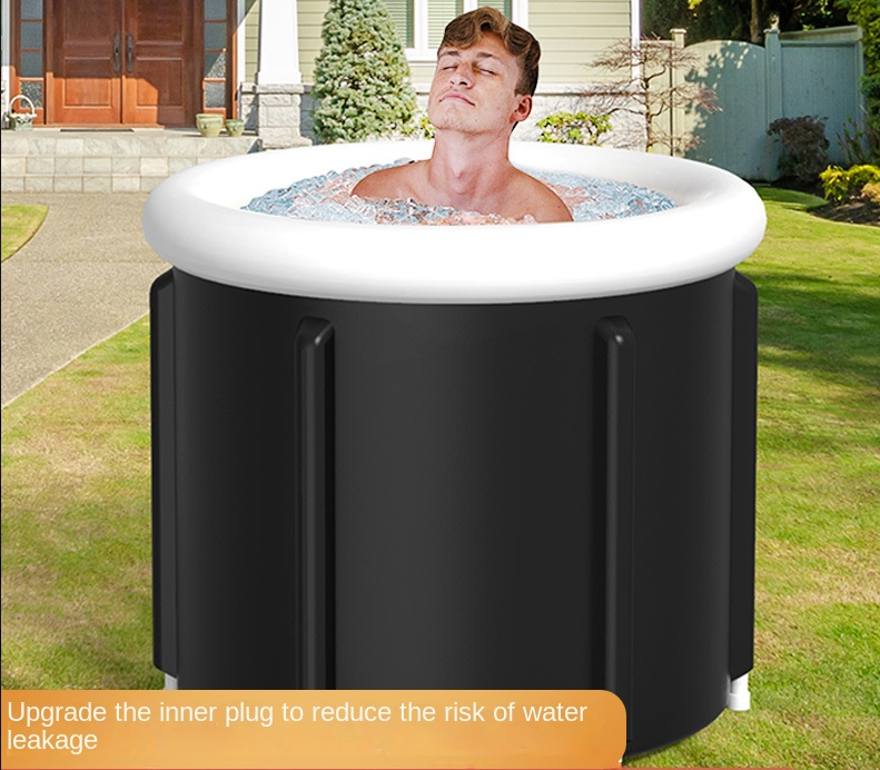 Black Ice Bath Bucket Large Household Foldable Bath Bucket PVC Padded SPA Bathtub - V.I.P Digital Presence