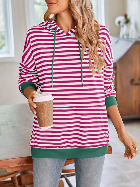 Loose casual striped hooded sweatshirt - V.I.P Digital Presence