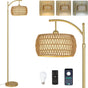 Arc Floor Lamp with 3 Color Temperatures, LED Gold Floor Lamp with Remote & Stepless Dimmable Bulb, Boho Standing Lamp - V.I.P Digital Presence