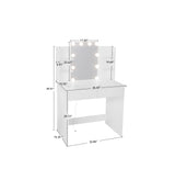 Makeup Vanity Desk With LED Lighted Mirror ,Dressing Table Set With 2 Large Drawers 10 LED Light ,White Color - V.I.P Digital Presence
