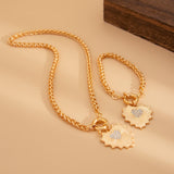 Diamond studded heart-shaped metal pendant necklace, light luxury style spring buckle collarbone chain set - V.I.P Digital Presence