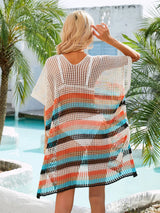 Cutout Striped Cover-Up with Tassel - V.I.P Digital Presence