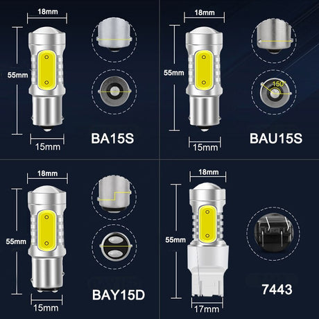 NLpearl 2x Signal Lamp 1156 LED BA15S P21W BAU15S PY21W Auto Turn Signal Light 12V COB 1157 BAY15D P21/5W LED Brake Stop Lamps - V.I.P Digital Presence