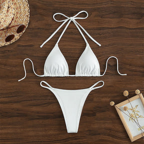 Hanging neck tie bikini multi-color three-point swimsuit hot spring swimsuit - V.I.P Digital Presence
