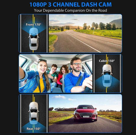 3-Camera Dash Cam – Front, Rear & Inside Car Recorder with WiFi & Night Vision - V.I.P Digital Presence