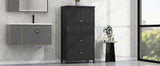 Bathroom Storage Cabinet, Cabinet with Two Doors and Drawers, Adjustable Shelf, MDF Board, Black - V.I.P Digital Presence