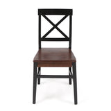 Roshan Farmhouse Acacia Wood Dining Chairs, Black / Walnut (Set of 2) - V.I.P Digital Presence