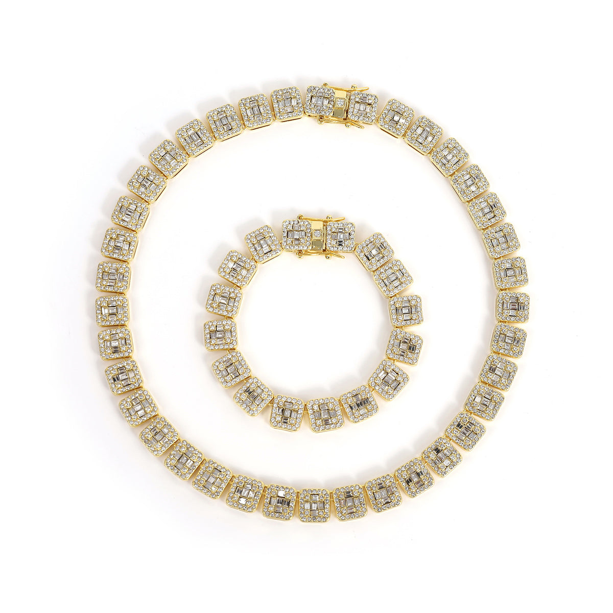 Cuban chain fashion new product square rock sugar chain 13mm necklace bracelet niche hip-hop jewelry accessories - V.I.P Digital Presence