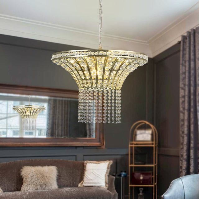 (Same as W1340120181/L5021) 8-Light 23.6" Wide Crystal Waterfall Chandelier (Bulb Not Included) - V.I.P Digital Presence
