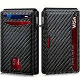 Carbon fiber patterned men's wallet wallet two fold flip card box anti-theft brush wallet magnetic suction side push card bag - V.I.P Digital Presence