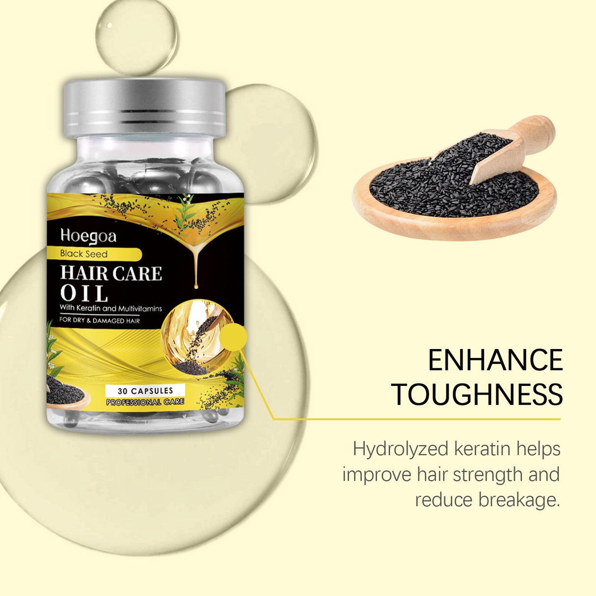 Black Sesame Oil Hair Care Capsules Nourish And Repair Dry Hair And Smooth Hair Care Essential Oil - V.I.P Digital Presence