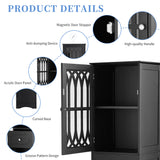 Tall Bathroom Cabinet, Freestanding Storage Cabinet with Drawer and Doors, MDF Board, Acrylic Door, Adjustable Shelf, Black - V.I.P Digital Presence